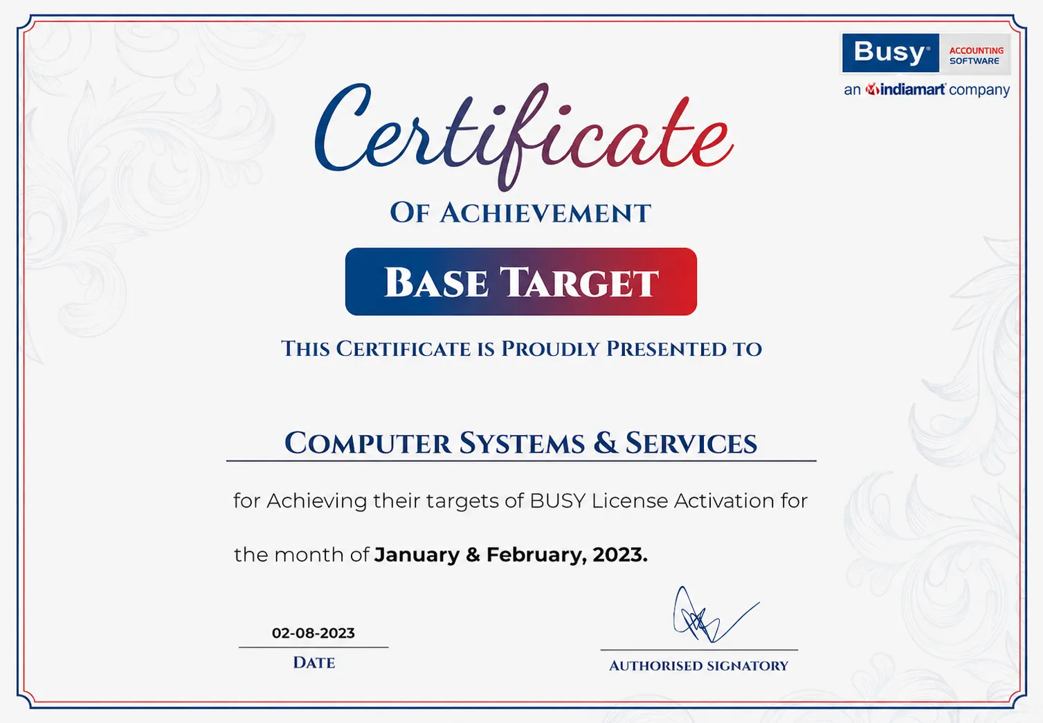Busy Certificate